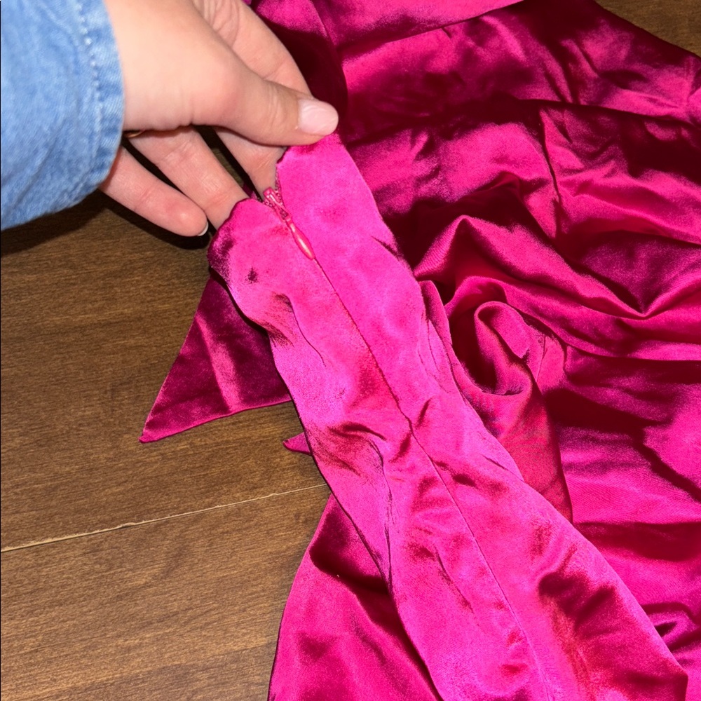 Lulus Hot Pink Satin Halter Mini Dress Party Cocktail Formal XL - Picture 6 of 9